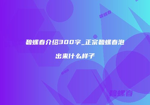 碧螺春介绍300字_正宗碧螺春泡出来什么样子