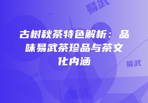 古树秋茶特色解析：品味易武茶珍品与茶文化内涵
