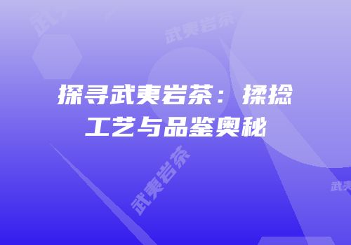 探寻武夷岩茶：揉捻工艺与品鉴奥秘