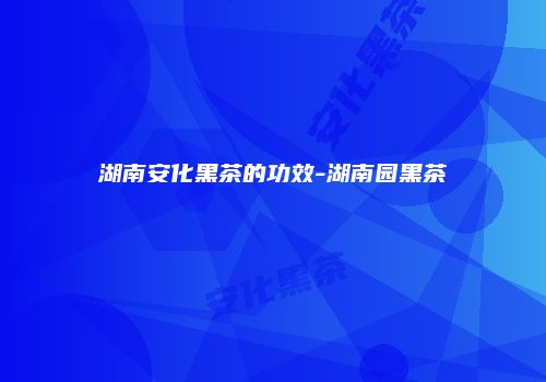 湖南安化黑茶的功效-湖南园黑茶