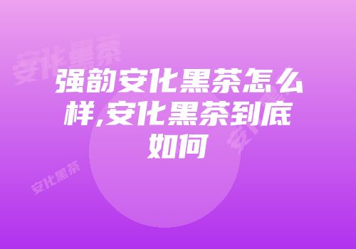 强韵安化黑茶怎么样,安化黑茶到底如何