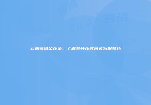 云南普洱金花茶：了解其开花时间及搭配技巧