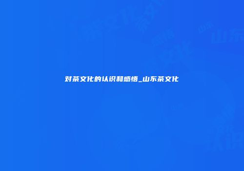 对茶文化的认识和感悟_山东茶文化