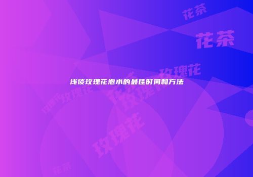 浅谈玫瑰花泡水的最佳时间和方法