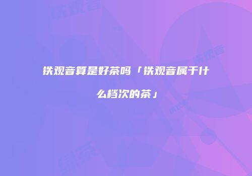 铁观音算是好茶吗「铁观音属于什么档次的茶」