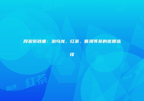 段泥紫砂壶：泡乌龙、红茶、普洱等茶的优质选择