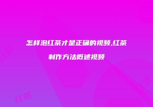 怎样泡红茶才是正确的视频,红茶制作方法概述视频