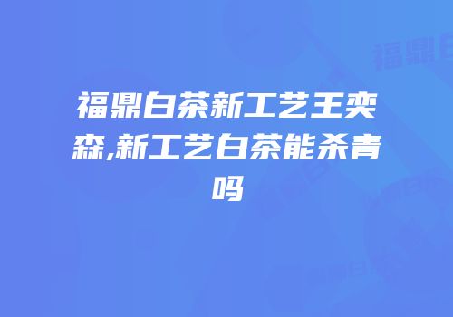 福鼎白茶新工艺王奕森,新工艺白茶能杀青吗