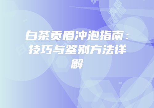白茶贡眉冲泡指南：技巧与鉴别方法详解