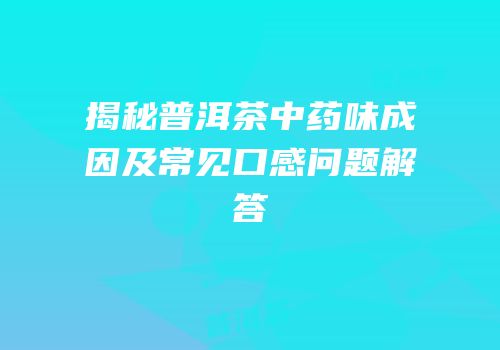 揭秘普洱茶中药味成因及常见口感问题解答