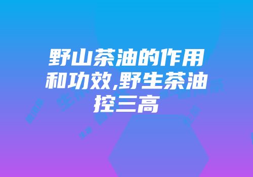 野山茶油的作用和功效,野生茶油控三高