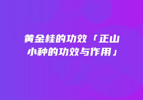 黄金桂的功效「正山小种的功效与作用」