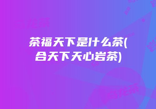 茶福天下是什么茶(合天下天心岩茶)
