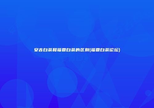 安吉白茶和福鼎白茶的区别(福鼎白茶论坛)