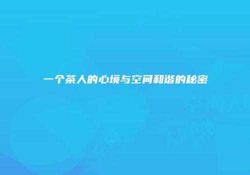 一个茶人的心境与空间和谐的秘密