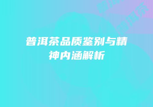 普洱茶品质鉴别与精神内涵解析