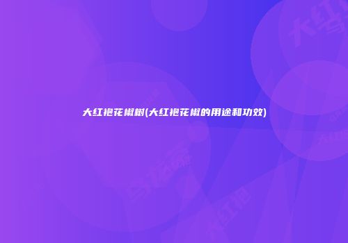 大红袍花椒树(大红袍花椒的用途和功效)