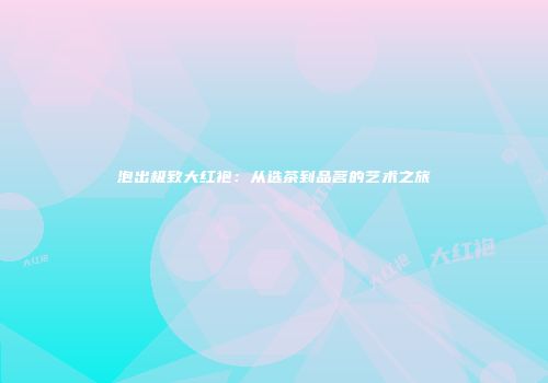 泡出极致大红袍：从选茶到品茗的艺术之旅