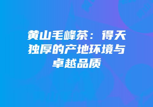 黄山毛峰茶：得天独厚的产地环境与卓越品质