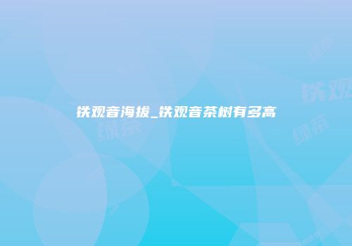 铁观音海拔_铁观音茶树有多高