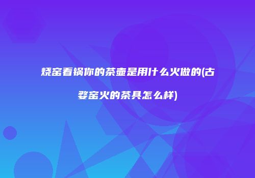 烧窑看锅你的茶壶是用什么火做的(古婺窑火的茶具怎么样)