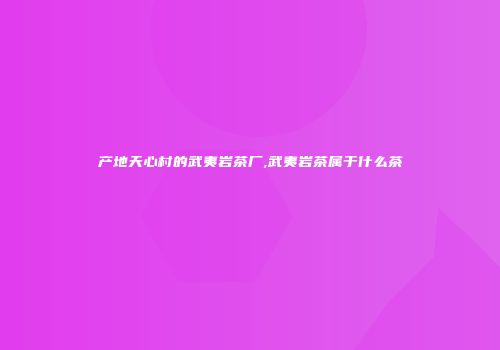 产地天心村的武夷岩茶厂,武夷岩茶属于什么茶