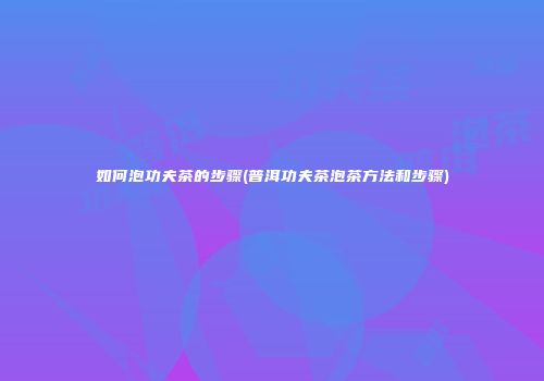 如何泡功夫茶的步骤(普洱功夫茶泡茶方法和步骤)
