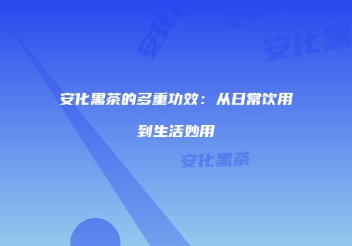 安化黑茶的多重功效：从日常饮用到生活妙用
