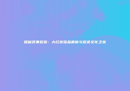 探秘武夷岩茶：大红袍珍品解析与岩茶文化之旅