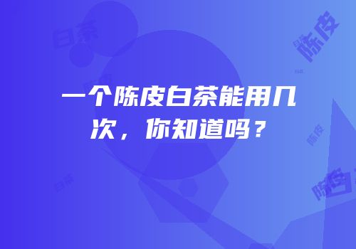 一个陈皮白茶能用几次，你知道吗？
