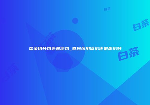 蒸茶用开水还是凉水_煮白茶用凉水还是热水好