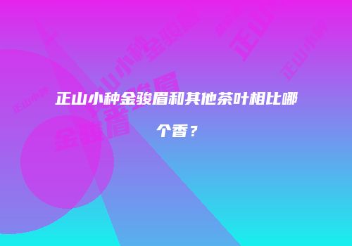 正山小种金骏眉和其他茶叶相比哪个香？