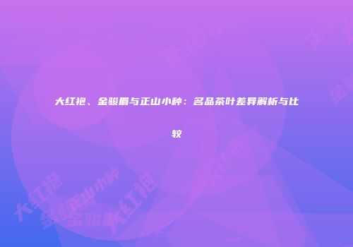 大红袍、金骏眉与正山小种：名品茶叶差异解析与比较