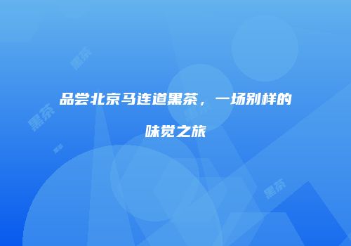 品尝北京马连道黑茶，一场别样的味觉之旅