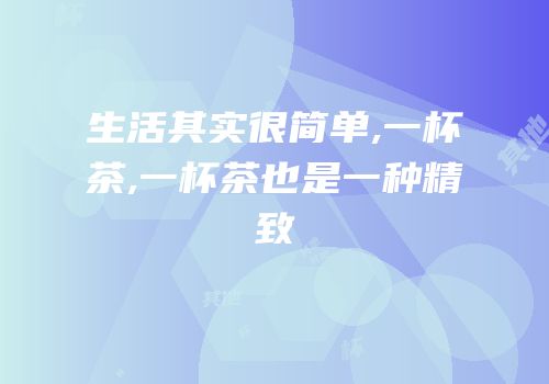 生活其实很简单,一杯茶,一杯茶也是一种精致