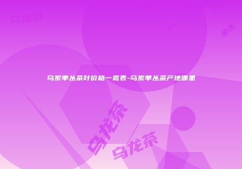 乌岽单丛茶叶价格一览表-乌岽单丛茶产地哪里