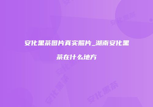 安化黑茶图片真实照片_湖南安化黑茶在什么地方