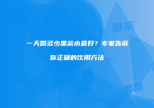 一天喝多少黑茶水最好？专家告诉你正确的饮用方法