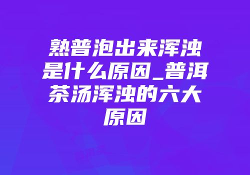 熟普泡出来浑浊是什么原因_普洱茶汤浑浊的六大原因
