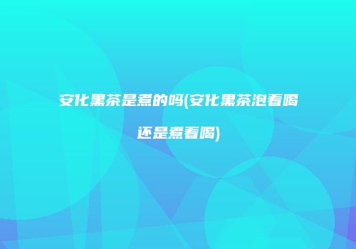 安化黑茶是煮的吗(安化黑茶泡着喝还是煮着喝)