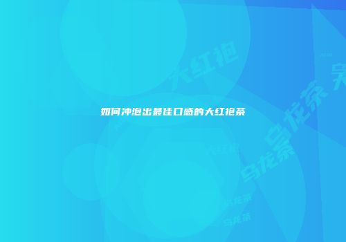如何冲泡出最佳口感的大红袍茶