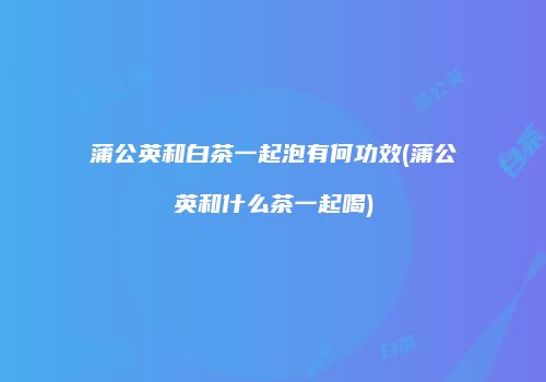 蒲公英和白茶一起泡有何功效(蒲公英和什么茶一起喝)