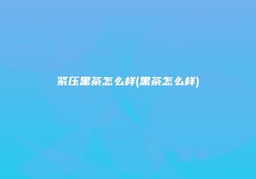 紧压黑茶怎么样(黑茶怎么样)