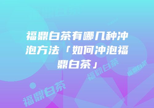 福鼎白茶有哪几种冲泡方法「如何冲泡福鼎白茶」