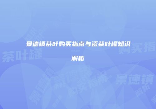 景德镇茶叶购买指南与瓷茶叶罐知识解析