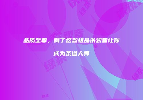 品质至尊，喝了这款极品铁观音让你成为茶道大师
