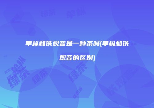 单枞和铁观音是一种茶吗(单枞和铁观音的区别)