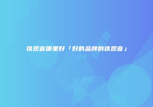 铁观音哪里好「好的品牌的铁观音」