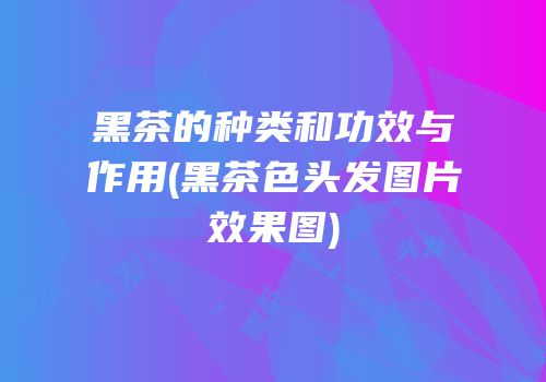 黑茶的种类和功效与作用(黑茶色头发图片效果图)