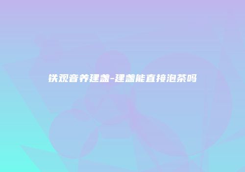 铁观音养建盏-建盏能直接泡茶吗
